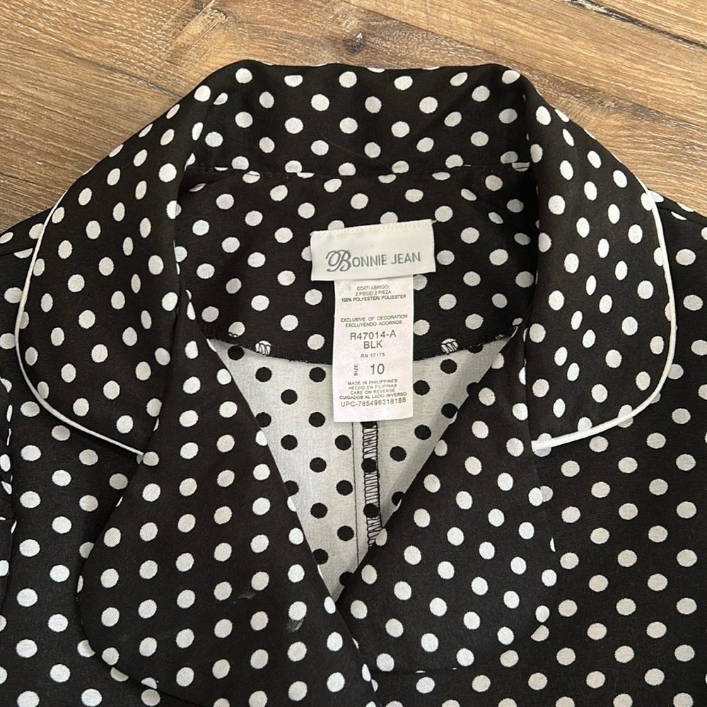 BONNIE Jean Black & White Polka Dot Coat Size 10 - Picture 2 of 12